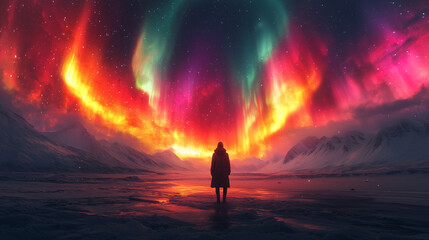 Beautiful and colorful Northern Lights