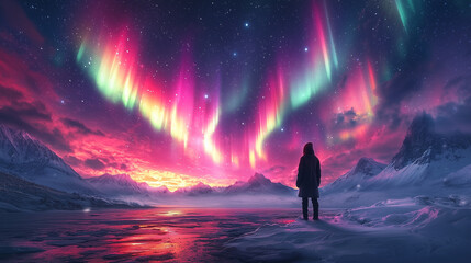 Fototapeta premium Beautiful and colorful Northern Lights