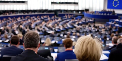 European politics concept with fictional european parliament