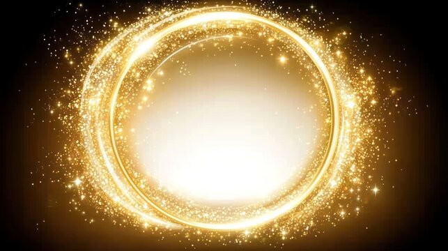 Golden sparkling rings on a dark background. Ideal for luxury brands, celebrations, or awards ceremonies. Use for invitations, social media, or website banners.