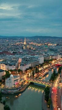 Aerial Vertical view of Mother church of the Roman Catholic Archdiocese of Vienna. Austria