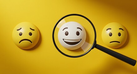 ositive outlook exploration with happiness sadness and neutral emotional expression icon in detailed creative 3D design for mental wellbeing awareness and therapy engagement