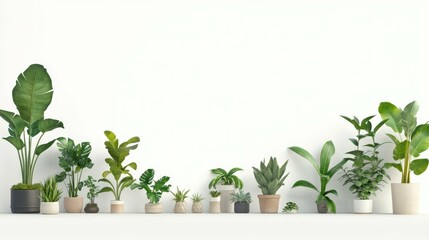 Indoor plant arrangement display modern home photography minimalist design front view greenery aesthetics