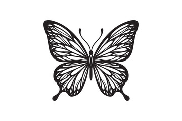 A clean black outline of a butterfly 47.eps