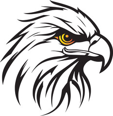 Eagle Head Silhouette Logo Illustration, Bird falcon logo design, eagle or hawk badge emblem vector icon 