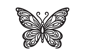 A clean black outline of a butterfly 57.eps