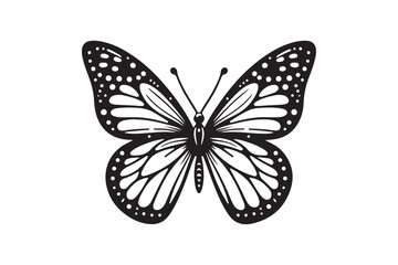 A clean black outline of a butterfly 58.eps