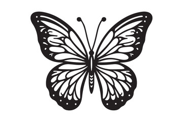 A clean black outline of a butterfly 61.eps
