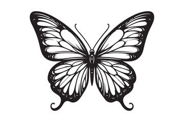 A clean black outline of a butterfly 63.eps