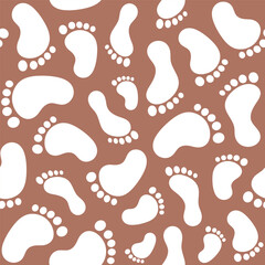 Seamless pattern with human footprints. People feet symbol vector illustration