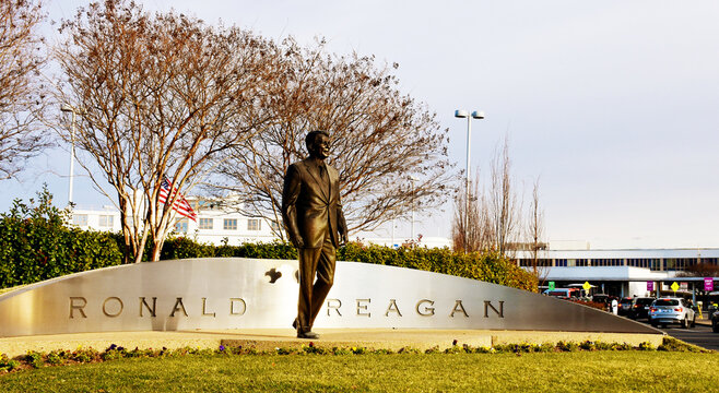Ronald Reagan Statue at Reagan National Airport, Arlington, Virginia, USA