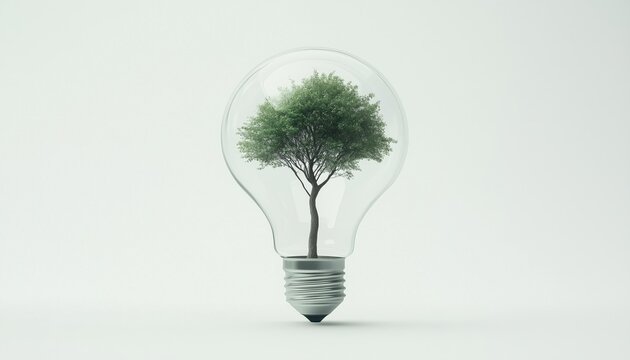 Circular Economy Strategies To Reduce Energy Use And Co2 Emissions Through Sharing, Reusing, Repairing, Improving, And Recycling Materials On A Light Bulb With A Growing Tree.
