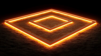 Glowing Orange Neon Squares on Dark Surface