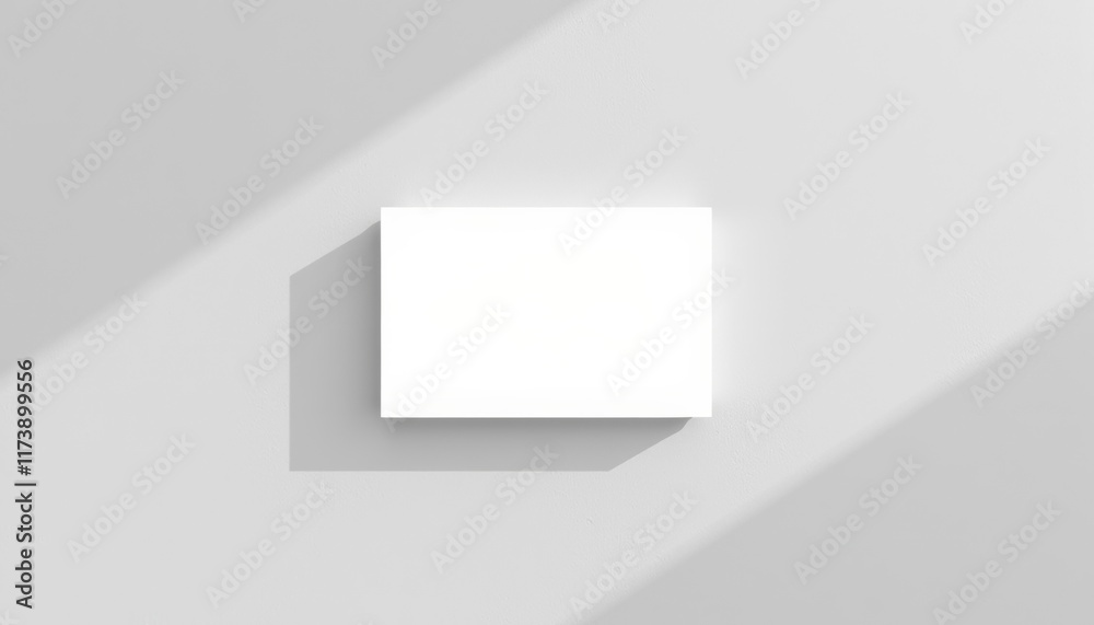 Poster clean horizontal business card mockup on light textured surface, soft lighting highlighting design