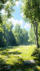 Obraz premium Lush green forest floor exploration serene landscape high-definition nature scene vibrant environment outdoor perspective