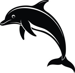 Obraz premium Silhouette of a Dolphin jumping illustration