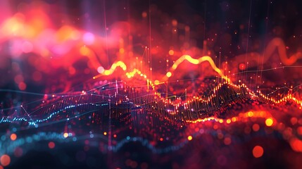 Wealth accumulation chart with bright, contrasting colors and dynamic lines, illustrating financial growth.