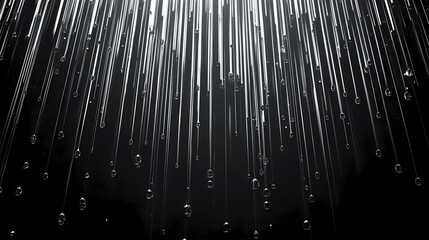 Realistic minimalist rain texture overlay effect on black background resembling rainfall. Rainfall. Illustration