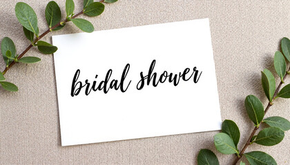 Bridal shower invitation mockup with elegant typography on textured background