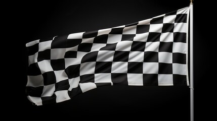 Fototapeta premium Checkered flag waving in triumph at a racing event on a sunny day. Generative AI