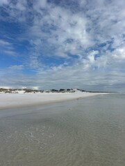 Fort Walton Beach, Florida white sand dunes and Gulf of Mexico water