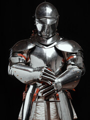 Fototapeta premium Medieval Knight King Armor Gauntlets Gloves Hands holding sword