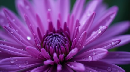 A close-up shot of a purple flower with water droplets, ideal for use in nature-inspired designs and illustrations