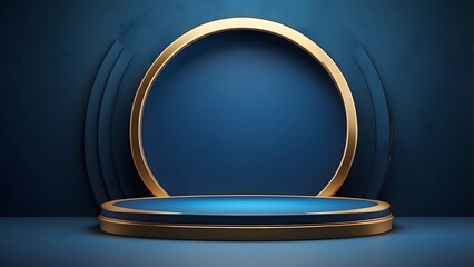 round podium banner with empty space, blue luxury cyber Monday theme background