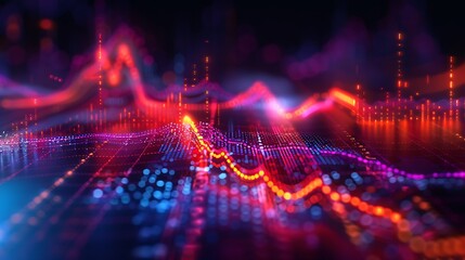 Wealth accumulation chart with vibrant hues and dynamic lines, illustrating financial growth.
