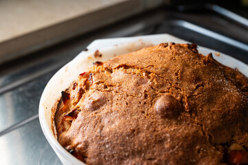 Home made crusty apple pie in Brussels, Belgium