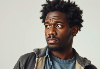 Fototapeta premium Afro-American male with solemn expression