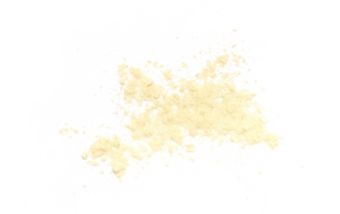 Organic coconut flour isolated on white, top view, clipping