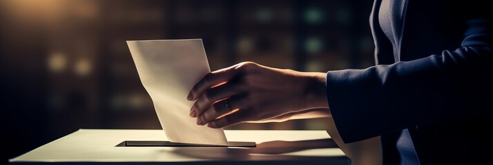 Casting a vote on a quiet evening in the city. Generative AI