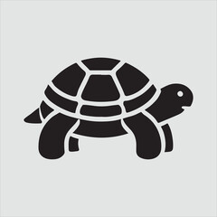 Simple Turtle Silhouette with Smooth Rounded Shell and Short Legs Vector Illustration