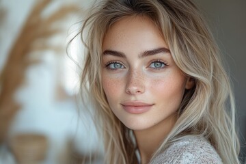 Naklejka premium Beauty Influencer Live Stream Makeup Tutorial Natural Lighting Smartphone Review Vlog Asian Woman Blogger