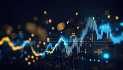 Obraz premium Digital background featuring financial graphs and charts, showcasing stock market trends.