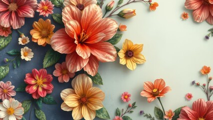 Vibrant floral poster set, painted textures, bold blooms, botanical art, poster set, design elements