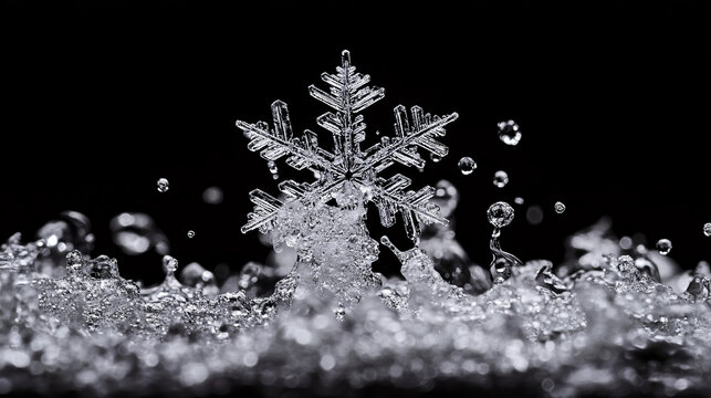 Photo image of falling down snow, heavy big small size snows. Freeze shot on black background isolated overlay. Fluffy White snowflakes splash cloud in mid air. Real Snow high speed shutter