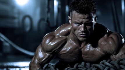 Intense Outdoor Fitness Workout with Strong Individual