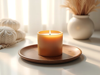 Cozy Candlelit Scene by Window
