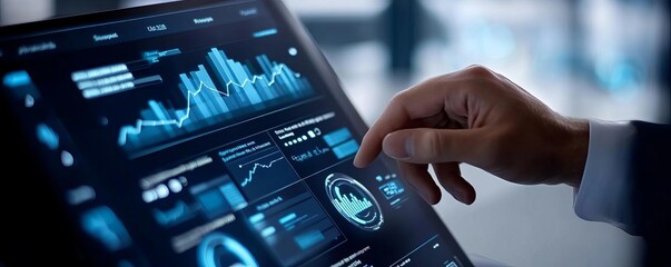 Consultant presenting financial growth plans with a sleek digital interface, Financial Planning, Professional business advice