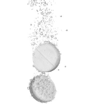 Effervescent tablets in water for relaxation, refreshment and healing fever