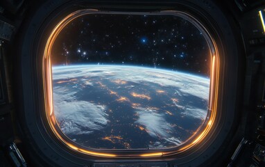 Hyper-realistic Earth from Spacecraft Window in 5K Digital Art