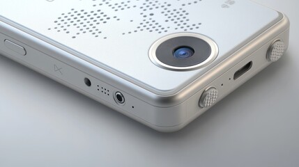 Fototapeta premium Sleek silver dashcam with advanced features for capturing road trips and ensuring safety. Ideal for drivers seeking high-quality recording and peace of mind.