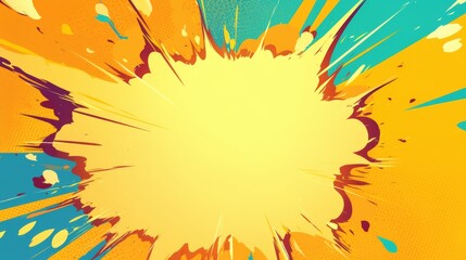 Fototapeta premium Comic book action layout background with power effects, dynamic speed lines, halftone dots, vibrant and energetic design, powerful comic style 