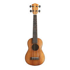 Naklejka premium three quarter view of a brown ukulele on a white background
