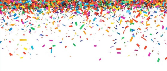 Naklejka premium Colorful Confetti Falling Down on a White Background for Celebrations
