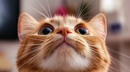 Adorable Close-Up of an Orange Cat with Wide Eyes and Cute Face