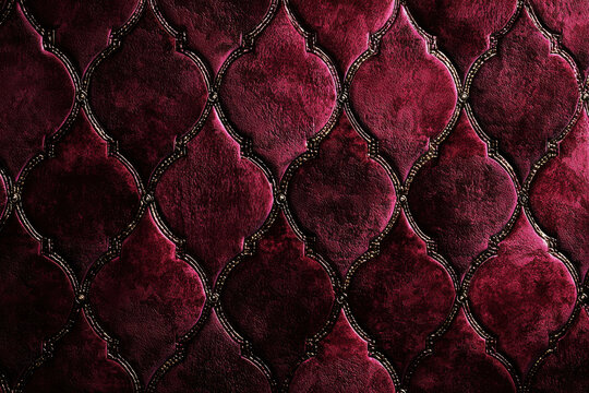 Fototapeta Burgundy embossed velvet pattern design