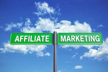 Affiliate Marketing: A path to success Green street signs point the way towards online business opportunities
